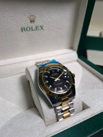 Rolex Date-just Black Dial Two-Tone