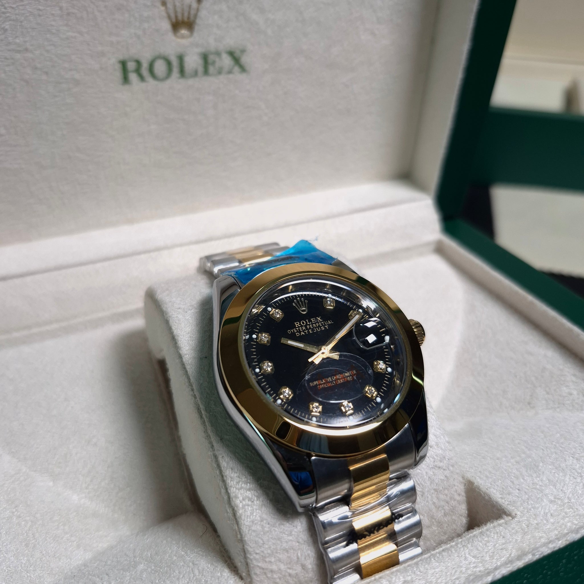 Rolex Date-just Black Dial Two-Tone