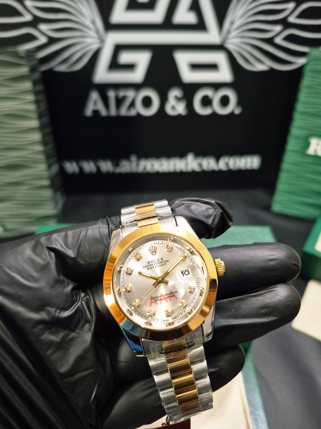 Rolex Date-just Silver Dial Diamond Markers – Two-Tone