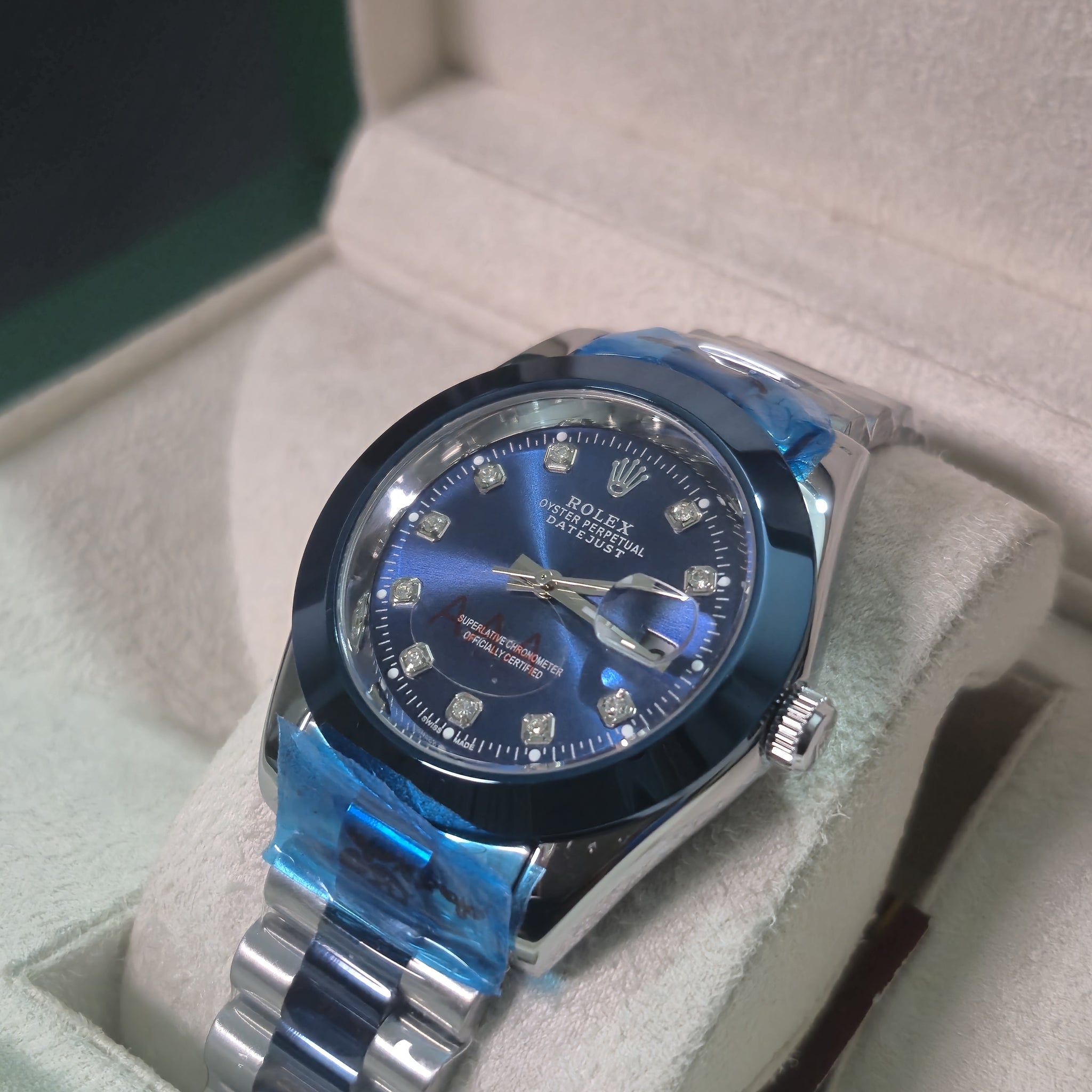 Rolex Date-just Blue Dial Diamond Markers