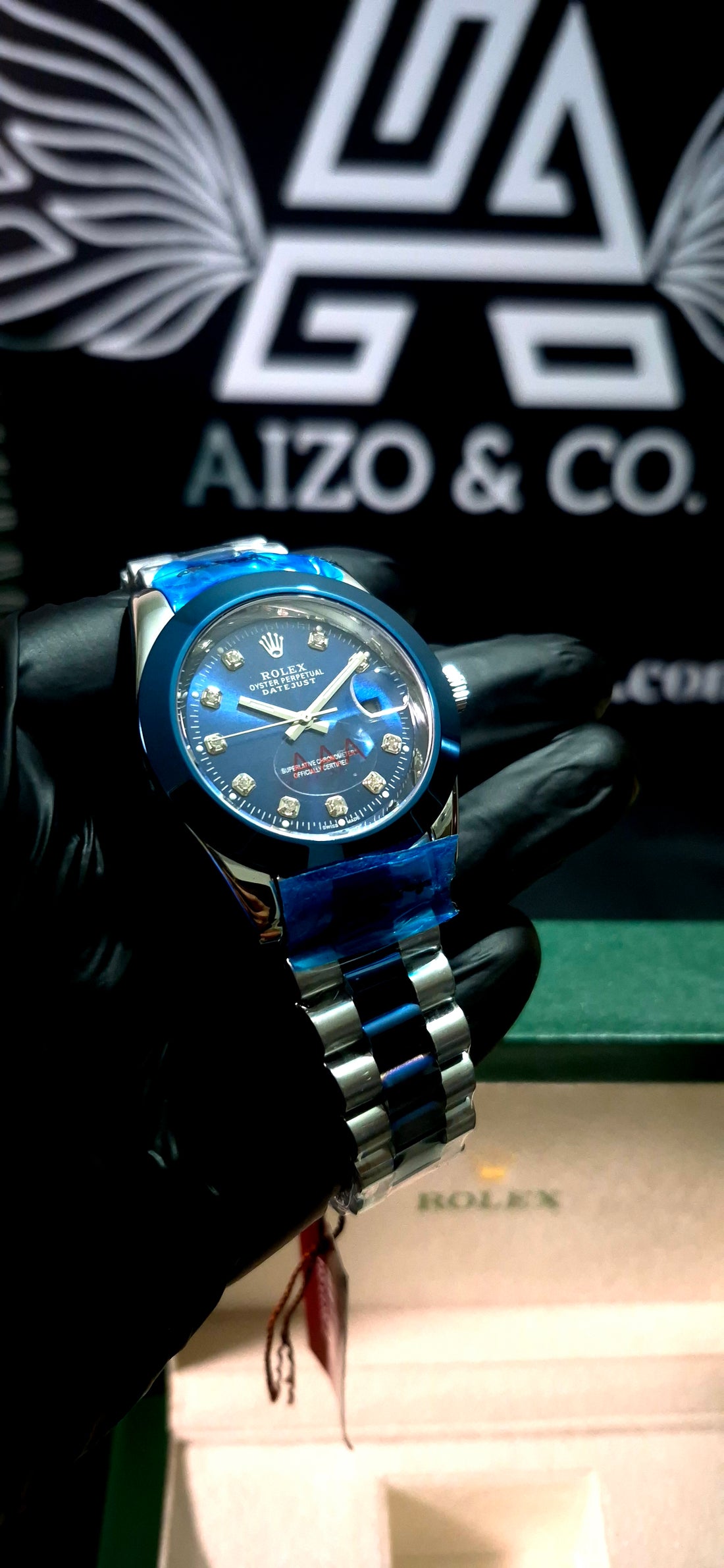 Rolex Date-just Blue Dial Diamond Markers