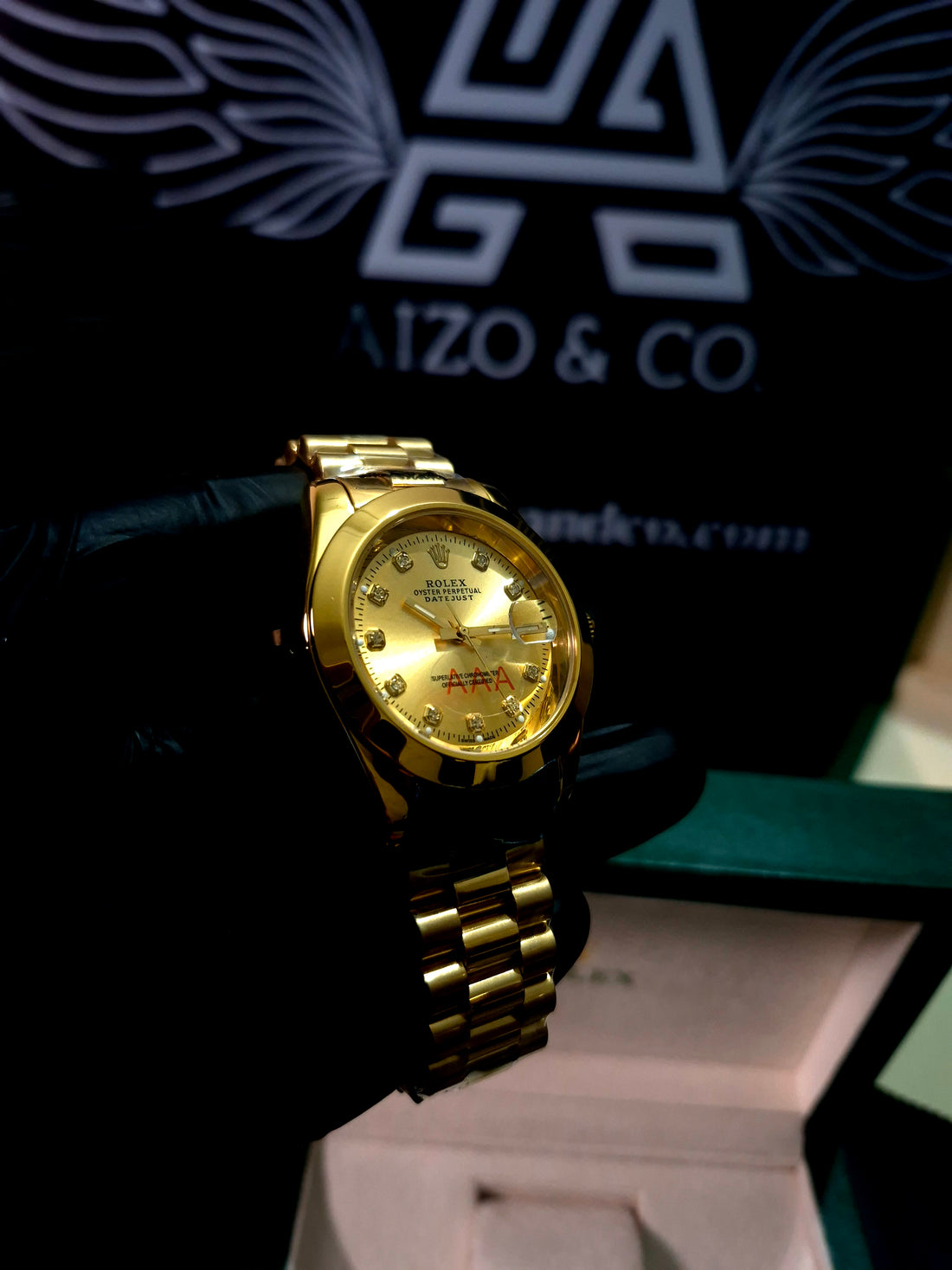 RLX Diamond Date-just Champagne gold dial