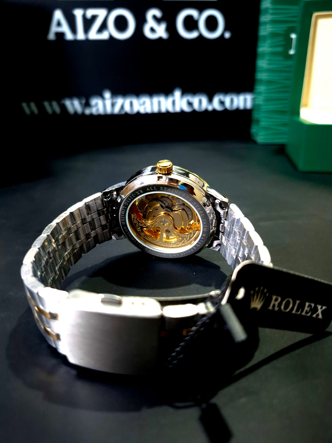 RLX- Luxury Skeleton Automatic Watch – Silver & Gold Edition